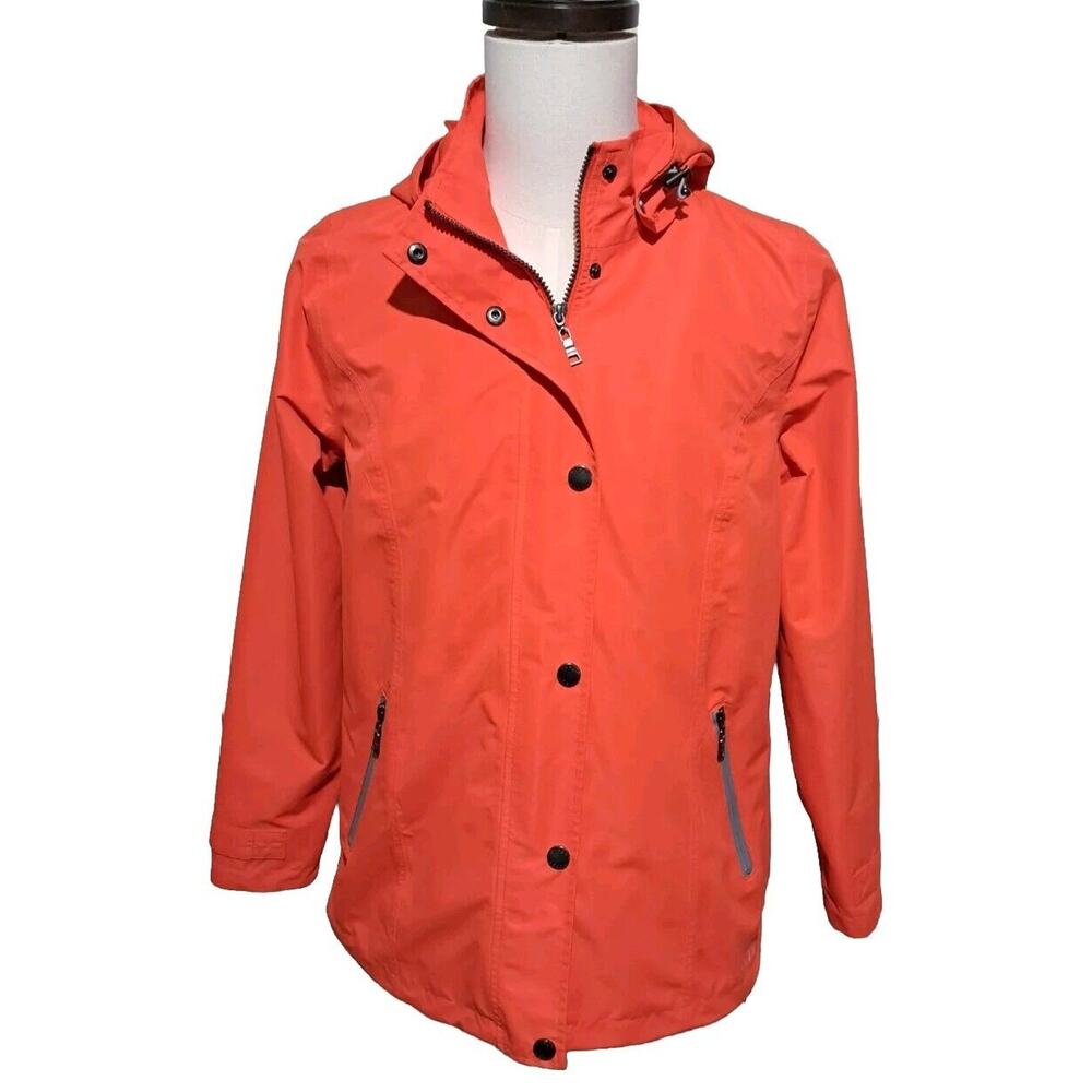 Nuage Waterproof Removable Hooded Jacket Snap Button Zip Patch Pockets Vented XS